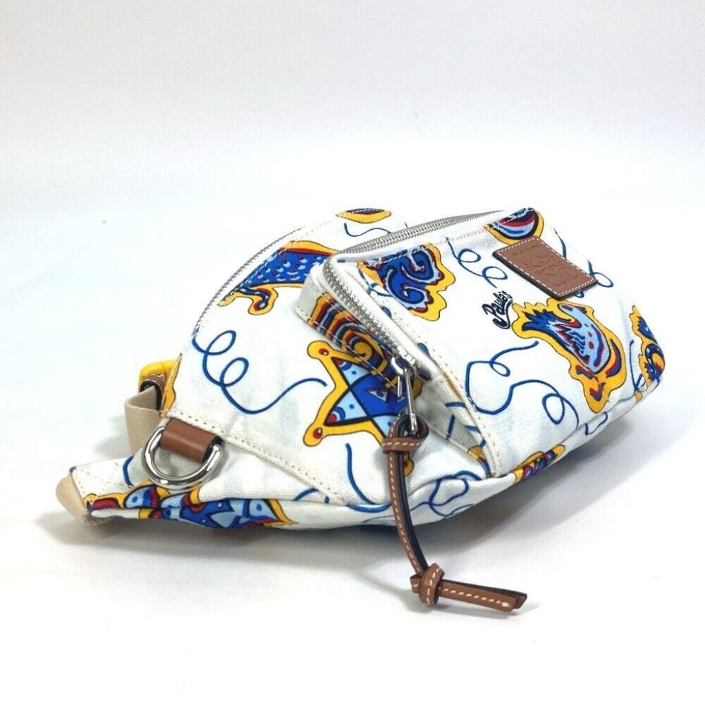 LOEWE anagram Waist Pouch Shoulder Bag PAULA'S IBIZA body bag White x Blue - Picture 16 of 16